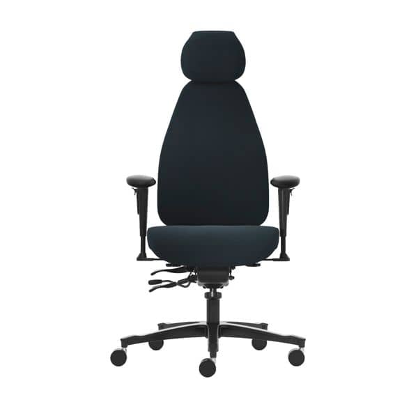Kontorstol Malmstolen, Classic 4000 24-timer stol / Rygghøyde: Høy, Med Armlener og Hodehviler, Farge: Select 60999 Black