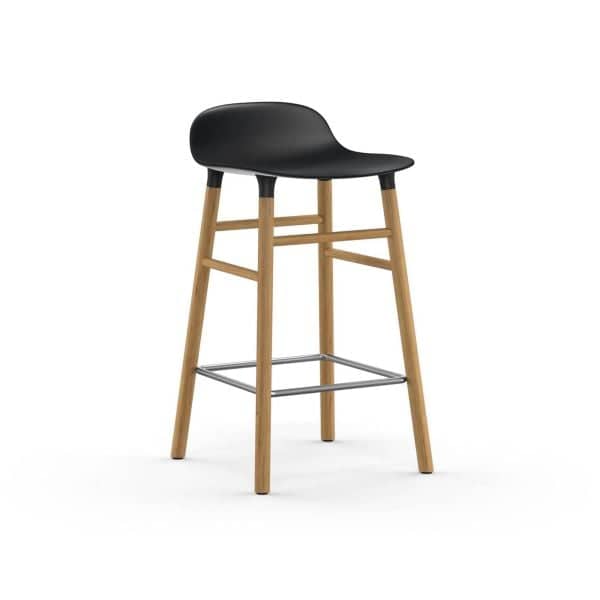 Form Bar Chair 65 cm, Wood, Farge: Black, Farge base: Oak