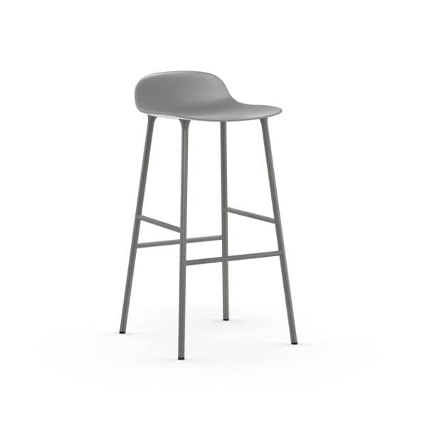 Form Barstool 75cm, Steel, Farge: Grey