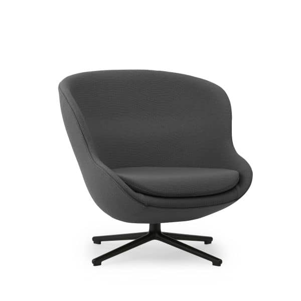 Hyg Lounge Chair Low Swivel, Black Aluminium, Farge: Yoredale UDA25