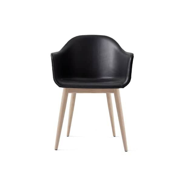 Harbour Dining Chair, Wooden Base, Upholstered, Farge: Dakar 0842 Black, Farge base: Naturlig Eik