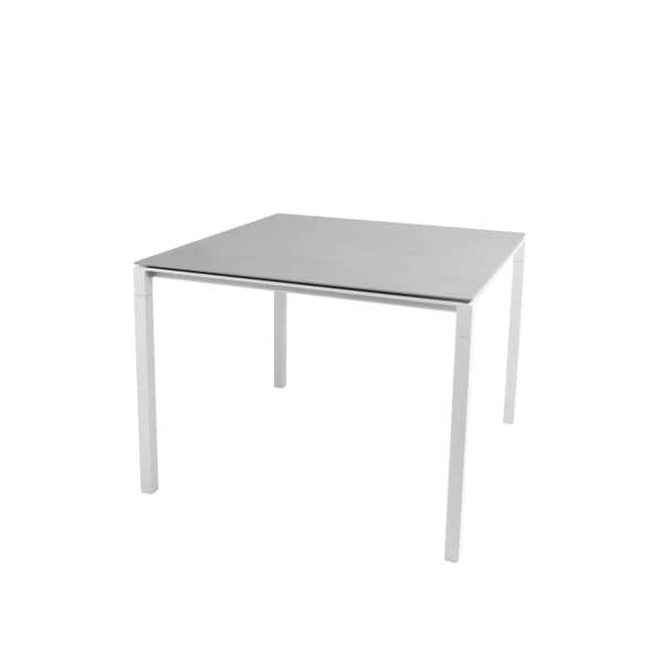 Spisebord Cane-Line, Pure - Størrelse: 100x100 cm, Farge: Concrete grey, Farge base: RAL9016 Hvit Aluminium