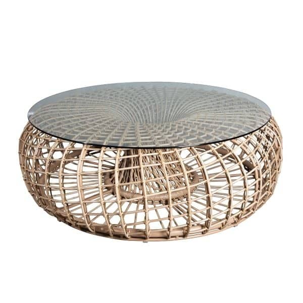 Sofabord/Krakk Cane-Line, Nest Med Glassplate, Farge: Natural