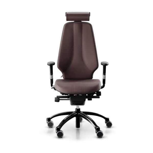 RH Logic 400 Kontorstol, Hud, Farge: Paloma Soft ATG55130 Maroon, Farge base: RAL9005 Sort Aluminium