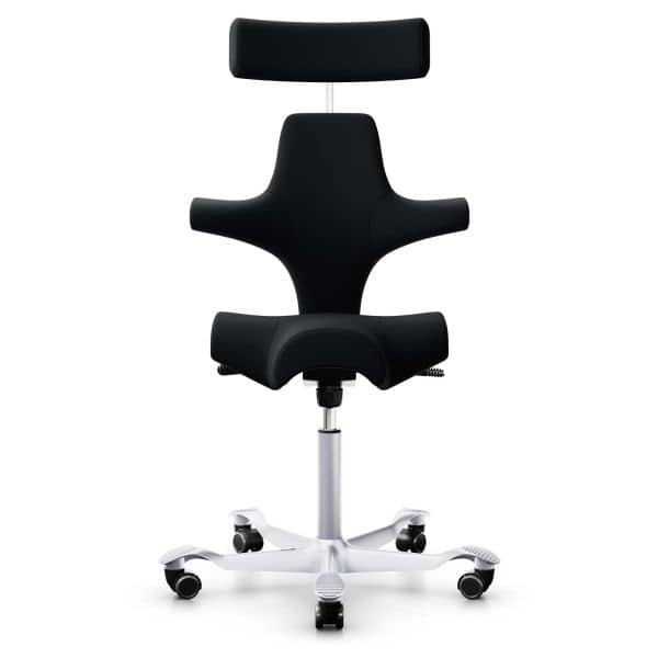 Kontorstol HÅG Capisco 8107, Liftomat: 200 mm, Farge: Select 60999 Black, Farge base: RAL9006 Sølv Aluminium