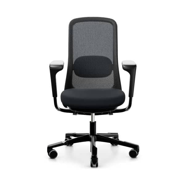 Kontorstol HÅG SoFi Mesh 7500, SlideBack Armlene Og Høy Rygg, Farge: Select 60999 Black, Farge base: RAL9005 Sort Aluminium, 200mm liftomat