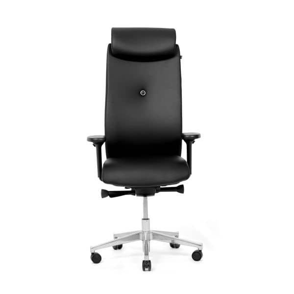 Kontorstol Savo XO HN Med Hodehviler Og 4D Armlener, Farge: Elmosoft 99999 Black, Farge base: Polert Aluminium 