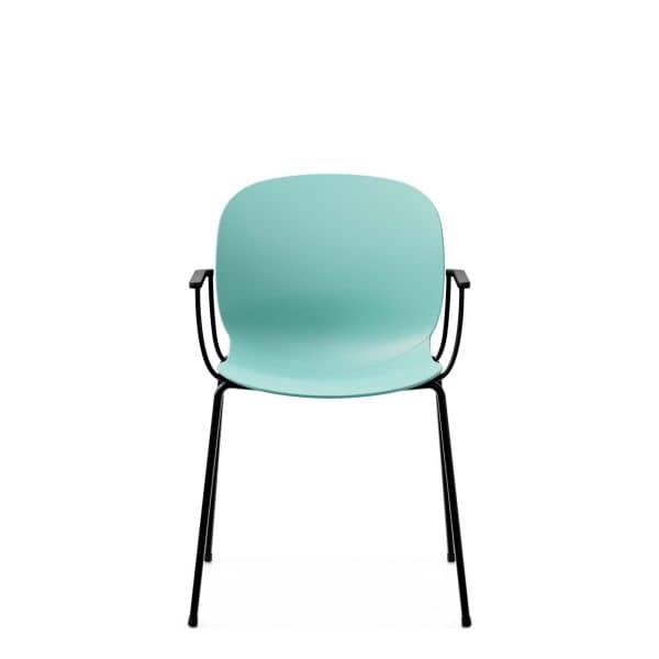 Kantine- Og Konferansestol RBM Noor 6050 Med Armlener, Farge: Sea Green , Farge base: RAL9005 Sort Aluminium