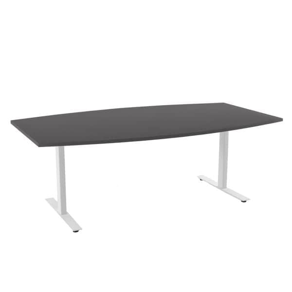 Konferansebord SC Ellipse 2400x1200 mm, Farge: Grafitt Laminat 19, Farge base: RAL9016 Hvit Aluminium