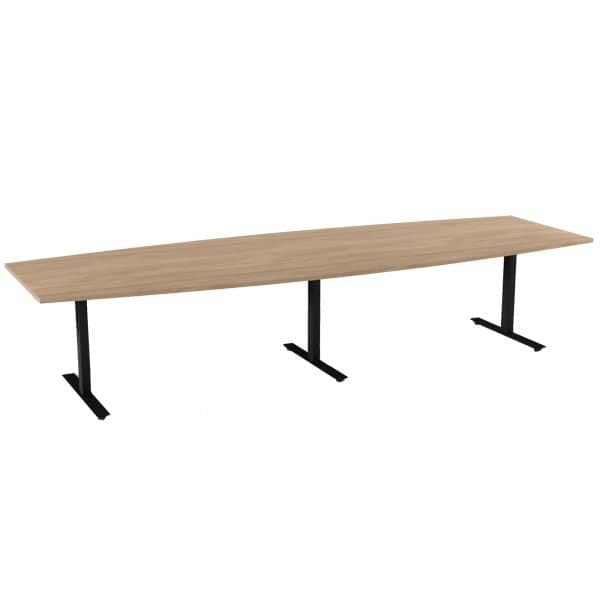 Konferansebord SC Ellipse 3500x1200 mm, Farge: Eik Laminat 42, Farge base: RAL9005 Sort Aluminium