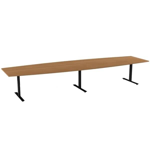Konferansebord SC Ellipse 4200x1200 mm, Farge: Bøk Laminat 44, Farge base: RAL9005 Sort Aluminium
