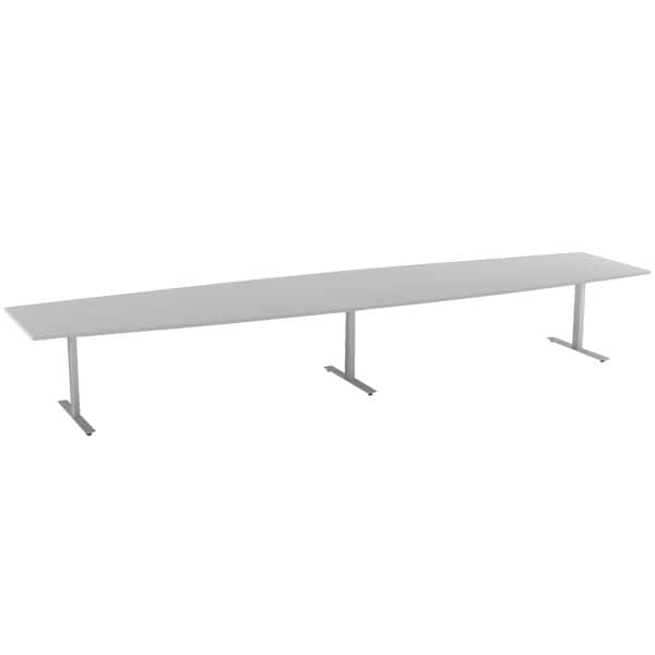 Konferansebord SC Ellipse 4900x1200 mm, Farge: Lysgrå Laminat 15, Farge base: RAL9006 Sølv Aluminium