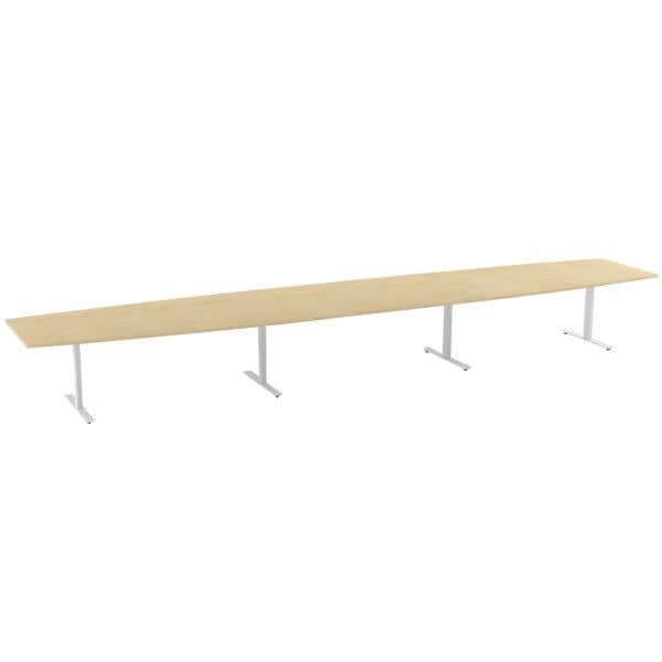 Konferansebord SC Ellipse 6100x1200 mm, Farge: Bjerk Laminat 13, Farge base: RAL9016 Hvit Aluminium