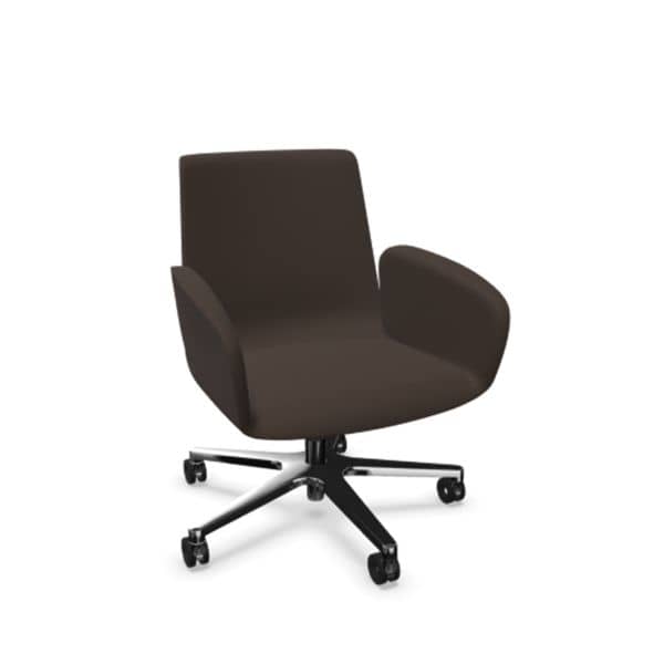 Konferansestol Sitland, Why Not Manager Chair med Polert Understell, Farge: SXNX107150 Hud/Kunsthud Dark Chocolate
